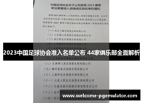 2023中国足球协会准入名单公布 44家俱乐部全面解析