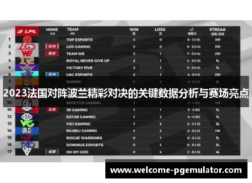2023法国对阵波兰精彩对决的关键数据分析与赛场亮点