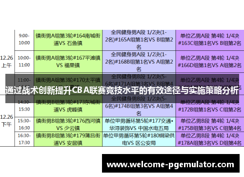通过战术创新提升CBA联赛竞技水平的有效途径与实施策略分析 通过战术创新提升CBA联赛竞技水平的有效途径与实施策略分析